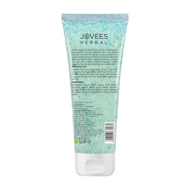 Jovees Herbal Jojoba & Neem Face Scrub | With Liquorice Extract & Wheatgerm Extract | For Oily Skin | Removes Dead Skin Cells | Improves Skin Elasticity |100gm